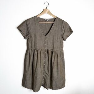 Madewell Olive Linen Blend Babydoll Dress